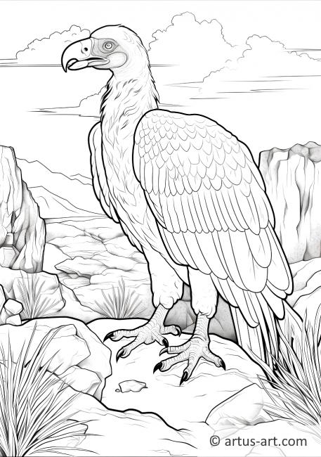 Vulture in the Desert Coloring Page
